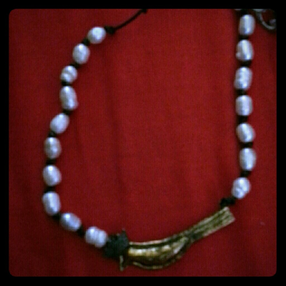 Blu necklace on leather cord 24"